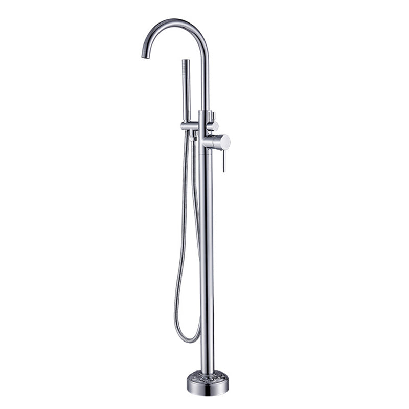 Modern Floor Mounted High Arc Freestanding Tub Filler Freestanding Copper Tub Filler Trim Clearhalo 'Bathroom Remodel & Bathroom Fixtures' 'Bathtub Faucets' 'bathtub_faucets' 'Home Improvement' 'home_improvement' 'home_improvement_bathtub_faucets' 6728136