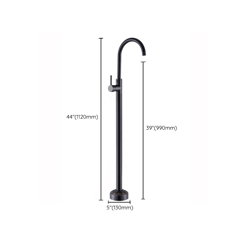 Modern Floor Mounted High Arc Freestanding Tub Filler Freestanding Copper Tub Filler Trim Clearhalo 'Bathroom Remodel & Bathroom Fixtures' 'Bathtub Faucets' 'bathtub_faucets' 'Home Improvement' 'home_improvement' 'home_improvement_bathtub_faucets' 6728146