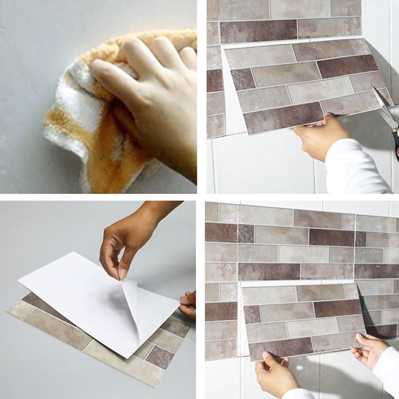 Plain Peel & Stick Tile Scratch Resistant Plastic Peel and Stick Subway Tile  for Shower - Clearhalo