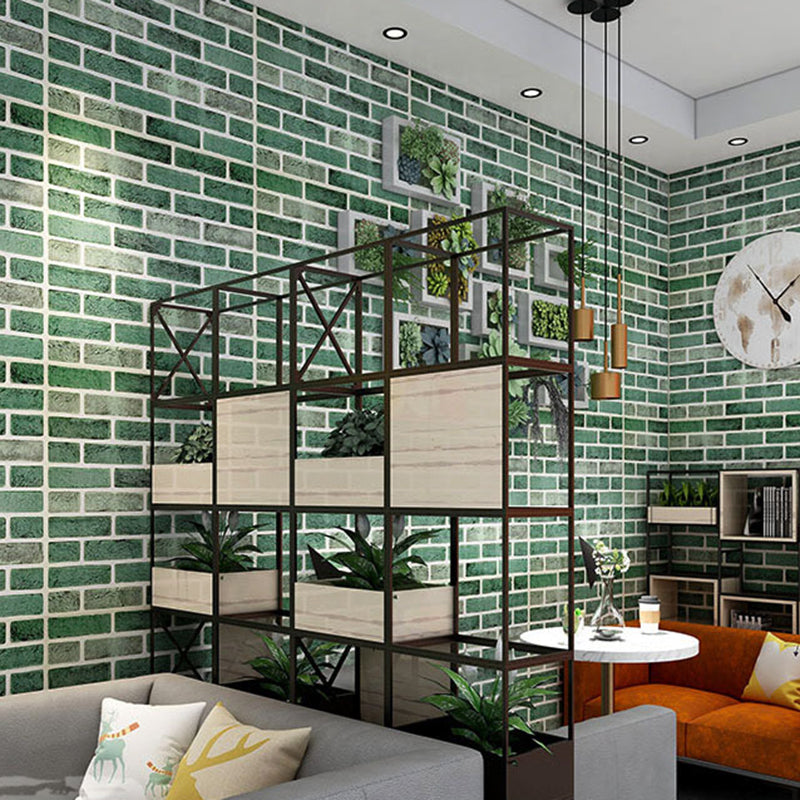 Industrial Style 3D Wall Plank Brick Wall Panels Peel Stick Installation Green 10-Piece Set Clearhalo 'Flooring 'Home Improvement' 'home_improvement' 'home_improvement_wall_paneling' 'Wall Paneling' 'wall_paneling' 'Walls & Ceilings' Walls and Ceiling' 6728466