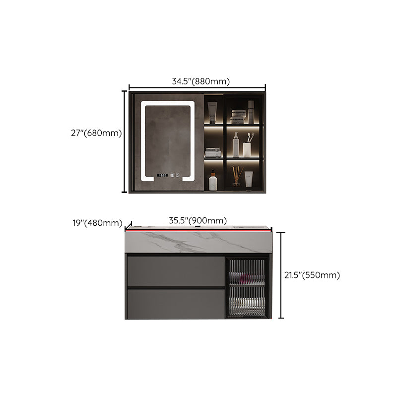 Modern Wall-Mounted Vanity Mirror Cabinet Sink Bathroom Vanity Cabinet Clearhalo 'Bathroom Remodel & Bathroom Fixtures' 'Bathroom Vanities' 'bathroom_vanities' 'Home Improvement' 'home_improvement' 'home_improvement_bathroom_vanities' 6729207