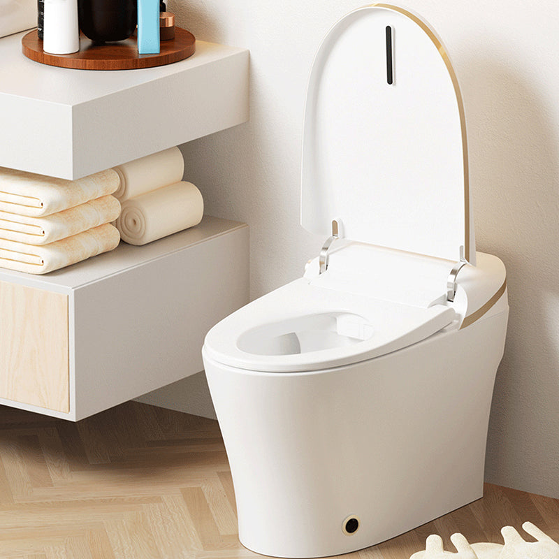 Modern Indoor Siphon Jet Toilet Bowl Floor Mounted All-In-One Toilet White/ Gold Radar Clamshell (Automatic) 12" Clearhalo 'Bathroom Remodel & Bathroom Fixtures' 'Home Improvement' 'home_improvement' 'home_improvement_toilets' 'Toilets & Bidets' 'Toilets' 6730296