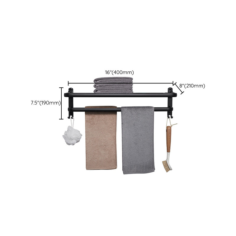 Modern Aluminum Bathroom Accessory Set Matte Black Bath Shelf/Towel Bar/Paper Holder Clearhalo 'Bathroom Hardware Sets' 'Bathroom Hardware' 'Bathroom Remodel & Bathroom Fixtures' 'bathroom_hardware_sets' 'Home Improvement' 'home_improvement' 'home_improvement_bathroom_hardware_sets' 6730424