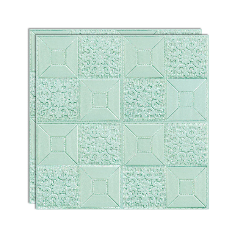 Modern Wall Paneling Peel and Stick Texture Effect Design Square Wall Paneling Mint Green 0.98" Clearhalo 'Flooring 'Home Improvement' 'home_improvement' 'home_improvement_wall_paneling' 'Wall Paneling' 'wall_paneling' 'Walls & Ceilings' Walls and Ceiling' 6730700