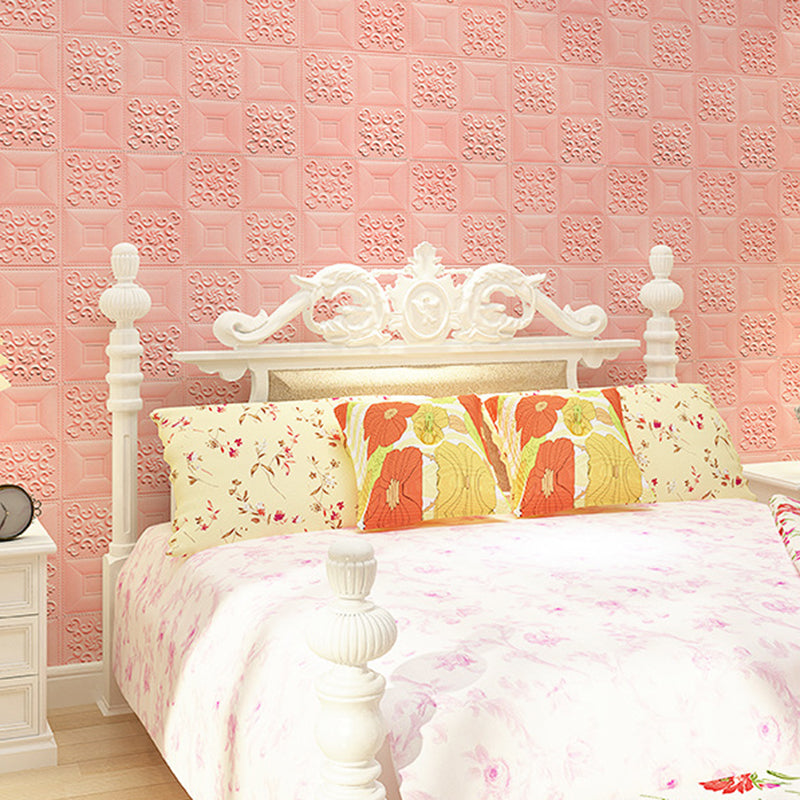 Modern Wall Paneling Peel and Stick Texture Effect Design Square Wall Paneling Pink 0.16" 20-Piece Set Clearhalo 'Flooring 'Home Improvement' 'home_improvement' 'home_improvement_wall_paneling' 'Wall Paneling' 'wall_paneling' 'Walls & Ceilings' Walls and Ceiling' 6730701