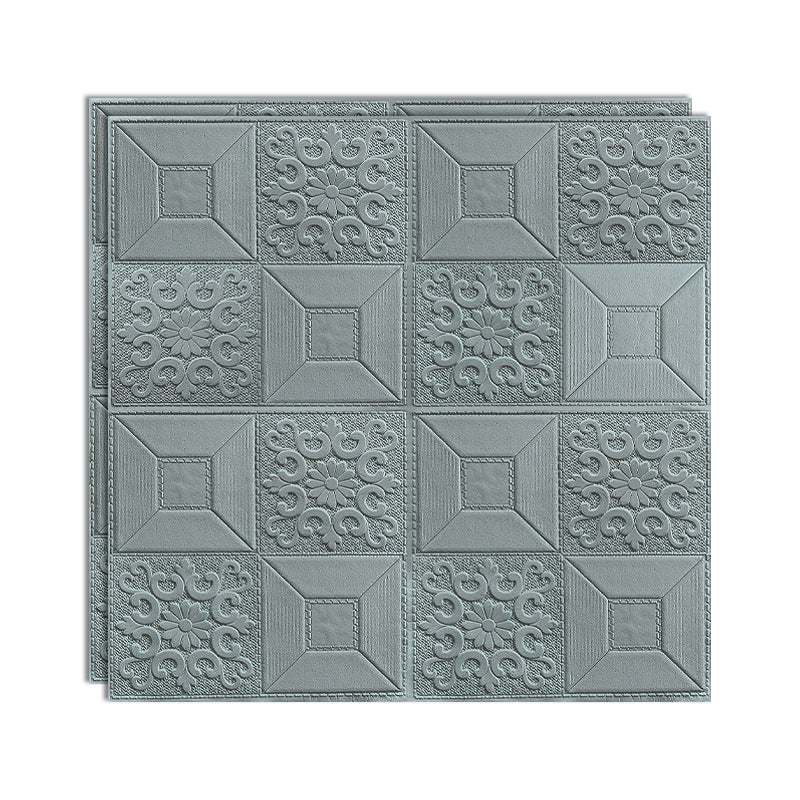 Modern Wall Paneling Peel and Stick Texture Effect Design Square Wall Paneling Silver Gray Clearhalo 'Flooring 'Home Improvement' 'home_improvement' 'home_improvement_wall_paneling' 'Wall Paneling' 'wall_paneling' 'Walls & Ceilings' Walls and Ceiling' 6730703