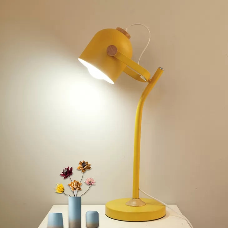 Rotatable Macaron Stylish Desk Light Cup Shade 1 Light Metal Reading Light for Study Room Yellow Clearhalo 'Lamps' 'Table Lamps' Lighting' 67366