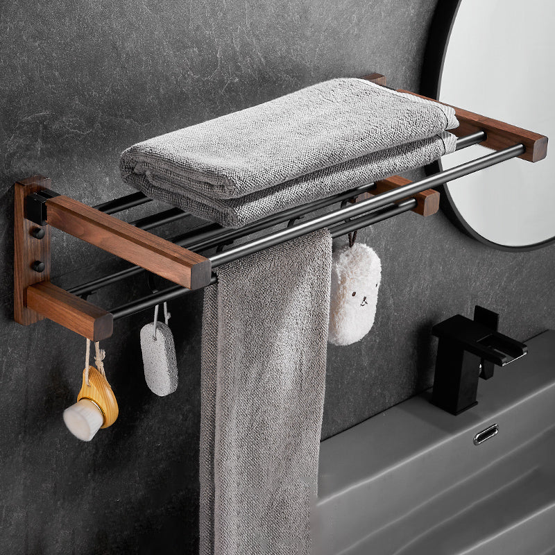 Modern Black Bathroom Set Bath Shelf Towel Bar Bath Hardware Set Clearhalo 'Bathroom Hardware Sets' 'Bathroom Hardware' 'Bathroom Remodel & Bathroom Fixtures' 'bathroom_hardware_sets' 'Home Improvement' 'home_improvement' 'home_improvement_bathroom_hardware_sets' 6737781