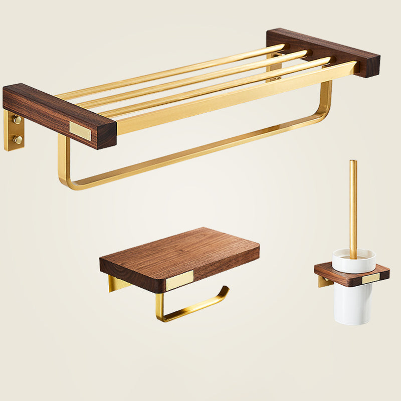 Modern Gold Bath Hardware Set Bath Shelf Paper Holder Bathroom Accessory Set 3-Piece Set (Toilet Brush) Clearhalo 'Bathroom Hardware Sets' 'Bathroom Hardware' 'Bathroom Remodel & Bathroom Fixtures' 'bathroom_hardware_sets' 'Home Improvement' 'home_improvement' 'home_improvement_bathroom_hardware_sets' 6737835