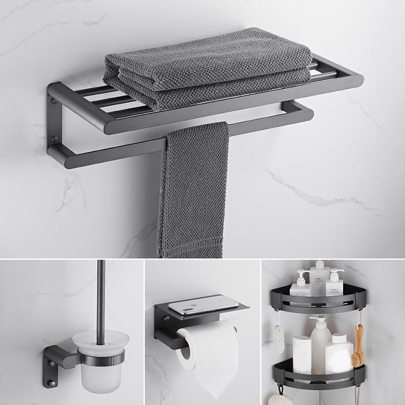 Modern Stainless Steel Towel Ring Bathroom Set Bath Shelf Bath Hardware Set 5-Piece Set (Toilet Brush) Clearhalo 'Bathroom Hardware Sets' 'Bathroom Hardware' 'Bathroom Remodel & Bathroom Fixtures' 'bathroom_hardware_sets' 'Home Improvement' 'home_improvement' 'home_improvement_bathroom_hardware_sets' 6737874