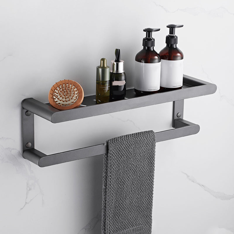 Modern Stainless Steel Towel Ring Bathroom Set Bath Shelf Bath Hardware Set with Square Bath Shelf (20"L) Clearhalo 'Bathroom Hardware Sets' 'Bathroom Hardware' 'Bathroom Remodel & Bathroom Fixtures' 'bathroom_hardware_sets' 'Home Improvement' 'home_improvement' 'home_improvement_bathroom_hardware_sets' 6737881