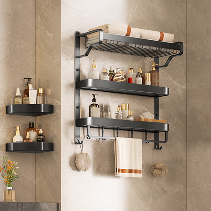 Modern Bathroom Set Matte Black Bath Shelf Towel Bar Bathroom Accessory Kit 3-Piece Set (Towel Rack) Clearhalo 'Bathroom Hardware Sets' 'Bathroom Hardware' 'Bathroom Remodel & Bathroom Fixtures' 'bathroom_hardware_sets' 'Home Improvement' 'home_improvement' 'home_improvement_bathroom_hardware_sets' 6737930