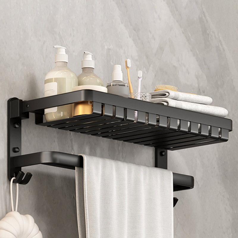 Modern Bathroom Set Matte Black Bath Shelf Towel Bar Bathroom Accessory Kit Storage Tower Holder (23.6"L) Clearhalo 'Bathroom Hardware Sets' 'Bathroom Hardware' 'Bathroom Remodel & Bathroom Fixtures' 'bathroom_hardware_sets' 'Home Improvement' 'home_improvement' 'home_improvement_bathroom_hardware_sets' 6737932