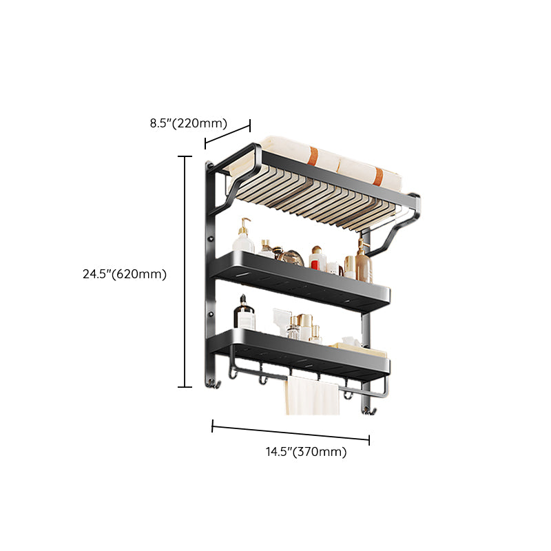 Modern Bathroom Set Matte Black Bath Shelf Towel Bar Bathroom Accessory Kit Clearhalo 'Bathroom Hardware Sets' 'Bathroom Hardware' 'Bathroom Remodel & Bathroom Fixtures' 'bathroom_hardware_sets' 'Home Improvement' 'home_improvement' 'home_improvement_bathroom_hardware_sets' 6737944