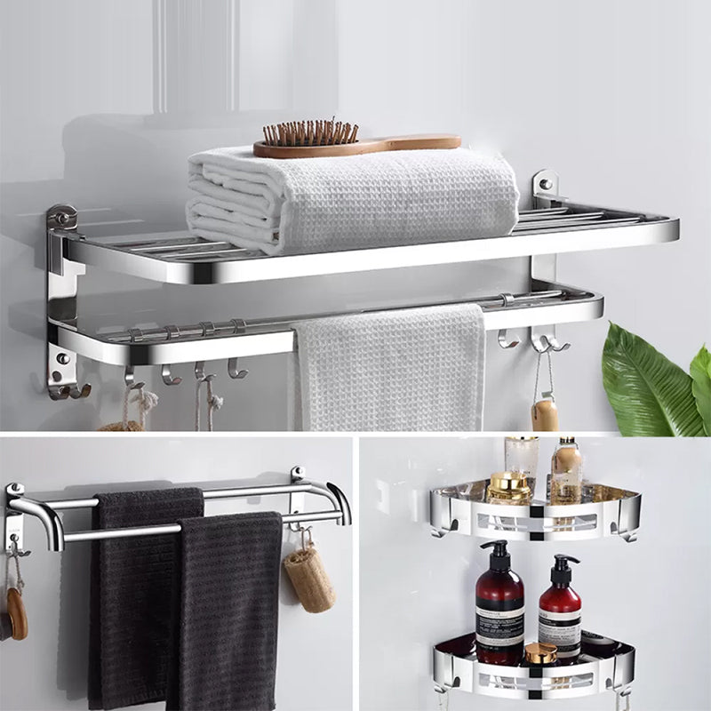 Modern Stainless Steel Bathroom Set Paper Holder Bath Shelf Bathroom Hardware 4-Piece Set (Double Rods) Clearhalo 'Bathroom Hardware Sets' 'Bathroom Hardware' 'Bathroom Remodel & Bathroom Fixtures' 'bathroom_hardware_sets' 'Home Improvement' 'home_improvement' 'home_improvement_bathroom_hardware_sets' 6737959