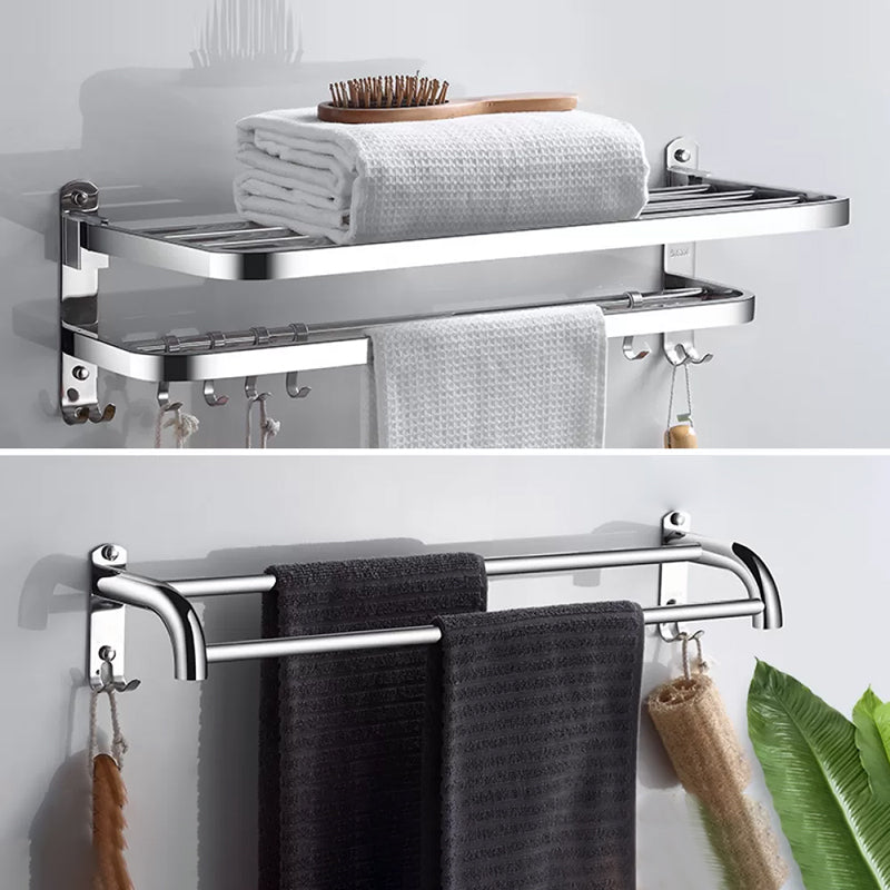 Modern Stainless Steel Bathroom Set Paper Holder Bath Shelf Bathroom Hardware Towel Rack with Towel Bar Clearhalo 'Bathroom Hardware Sets' 'Bathroom Hardware' 'Bathroom Remodel & Bathroom Fixtures' 'bathroom_hardware_sets' 'Home Improvement' 'home_improvement' 'home_improvement_bathroom_hardware_sets' 6737966