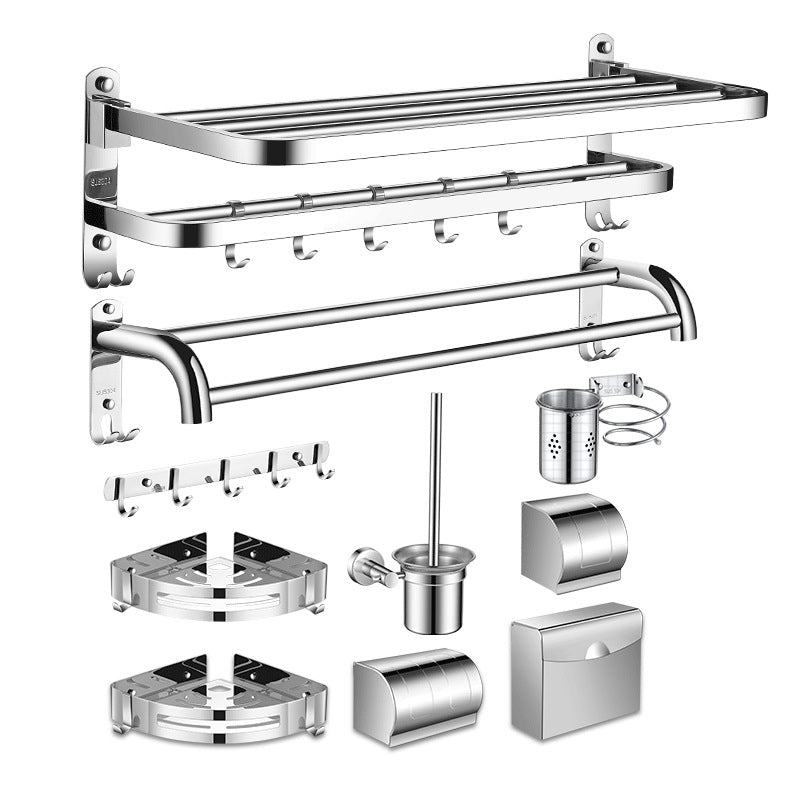 Modern Stainless Steel Bathroom Set Paper Holder Bath Shelf Bathroom Hardware Clearhalo 'Bathroom Hardware Sets' 'Bathroom Hardware' 'Bathroom Remodel & Bathroom Fixtures' 'bathroom_hardware_sets' 'Home Improvement' 'home_improvement' 'home_improvement_bathroom_hardware_sets' 6737967