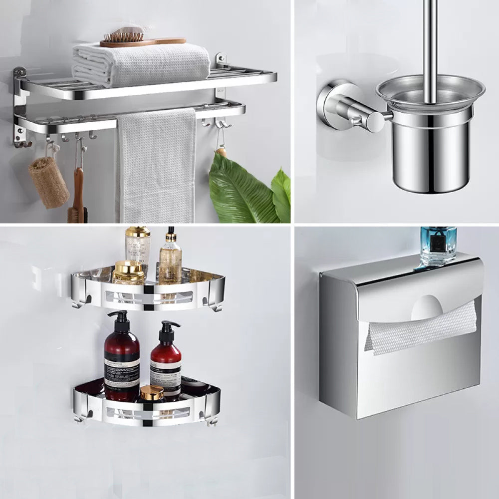 Modern Stainless Steel Bathroom Set Paper Holder Bath Shelf Bathroom Hardware 5-Piece Set (Toilet Paper Holder) Clearhalo 'Bathroom Hardware Sets' 'Bathroom Hardware' 'Bathroom Remodel & Bathroom Fixtures' 'bathroom_hardware_sets' 'Home Improvement' 'home_improvement' 'home_improvement_bathroom_hardware_sets' 6737970