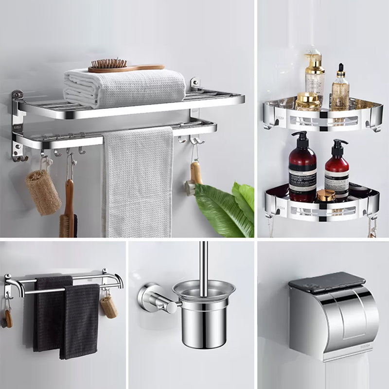 Modern Stainless Steel Bathroom Set Paper Holder Bath Shelf Bathroom Hardware 6-Piece Set (Toilet Paper Holder) Clearhalo 'Bathroom Hardware Sets' 'Bathroom Hardware' 'Bathroom Remodel & Bathroom Fixtures' 'bathroom_hardware_sets' 'Home Improvement' 'home_improvement' 'home_improvement_bathroom_hardware_sets' 6737975