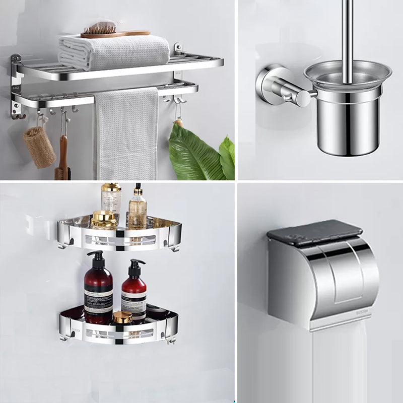 Modern Stainless Steel Bathroom Set Paper Holder Bath Shelf Bathroom Hardware 5-Piece Set (Triangle Bath Shelf) Clearhalo 'Bathroom Hardware Sets' 'Bathroom Hardware' 'Bathroom Remodel & Bathroom Fixtures' 'bathroom_hardware_sets' 'Home Improvement' 'home_improvement' 'home_improvement_bathroom_hardware_sets' 6737976