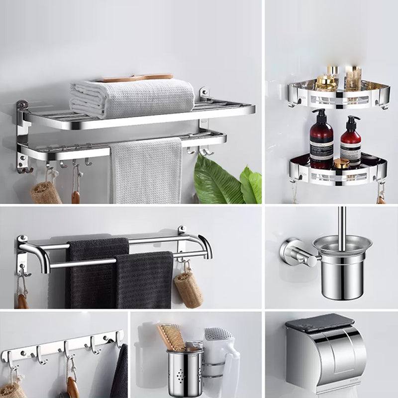 Modern Stainless Steel Bathroom Set Paper Holder Bath Shelf Bathroom Hardware 8-Piece Set (Toilet Paper Holder) Clearhalo 'Bathroom Hardware Sets' 'Bathroom Hardware' 'Bathroom Remodel & Bathroom Fixtures' 'bathroom_hardware_sets' 'Home Improvement' 'home_improvement' 'home_improvement_bathroom_hardware_sets' 6737980