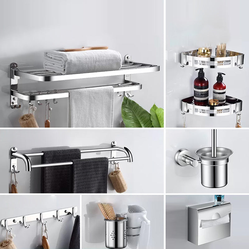 Modern Stainless Steel Bathroom Set Paper Holder Bath Shelf Bathroom Hardware 8-Piece Set (Triangle Bath Shelf) Clearhalo 'Bathroom Hardware Sets' 'Bathroom Hardware' 'Bathroom Remodel & Bathroom Fixtures' 'bathroom_hardware_sets' 'Home Improvement' 'home_improvement' 'home_improvement_bathroom_hardware_sets' 6737989