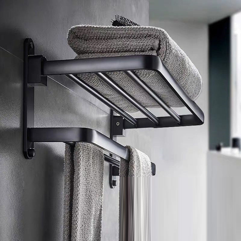 Modern Bathroom Accessory Kit Black Soap Dish Bath Shelf Bathroom Set Black Clearhalo 'Bathroom Hardware Sets' 'Bathroom Hardware' 'Bathroom Remodel & Bathroom Fixtures' 'bathroom_hardware_sets' 'Home Improvement' 'home_improvement' 'home_improvement_bathroom_hardware_sets' 6738007