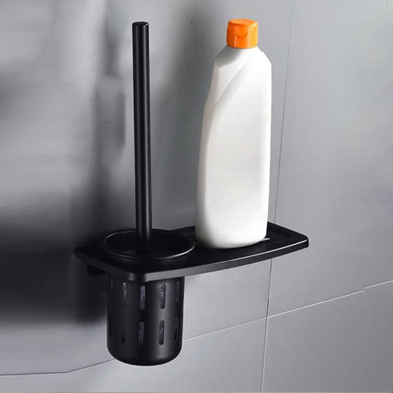 Modern Bathroom Accessory Kit Black Soap Dish Bath Shelf Bathroom Set Black Toilet Brush Clearhalo 'Bathroom Hardware Sets' 'Bathroom Hardware' 'Bathroom Remodel & Bathroom Fixtures' 'bathroom_hardware_sets' 'Home Improvement' 'home_improvement' 'home_improvement_bathroom_hardware_sets' 6738010