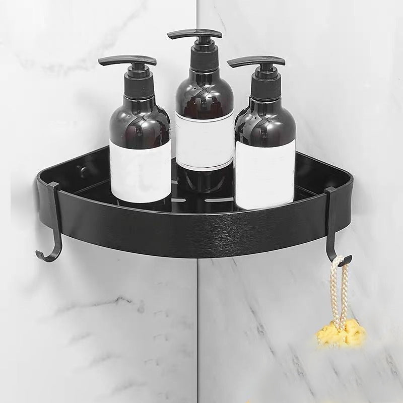 Modern Bathroom Accessory Kit Black Soap Dish Bath Shelf Bathroom Set Black Triangle Bath Shelf (11"L) Clearhalo 'Bathroom Hardware Sets' 'Bathroom Hardware' 'Bathroom Remodel & Bathroom Fixtures' 'bathroom_hardware_sets' 'Home Improvement' 'home_improvement' 'home_improvement_bathroom_hardware_sets' 6738024