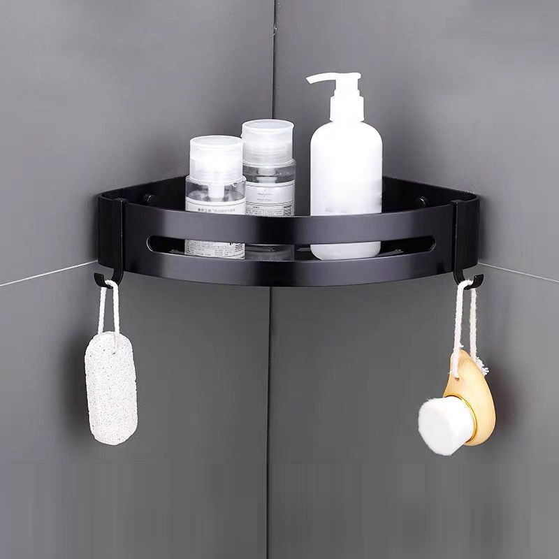 Modern Bathroom Accessory Kit Black Soap Dish Bath Shelf Bathroom Set Black Triangle Bath Shelf (12"L) Clearhalo 'Bathroom Hardware Sets' 'Bathroom Hardware' 'Bathroom Remodel & Bathroom Fixtures' 'bathroom_hardware_sets' 'Home Improvement' 'home_improvement' 'home_improvement_bathroom_hardware_sets' 6738025