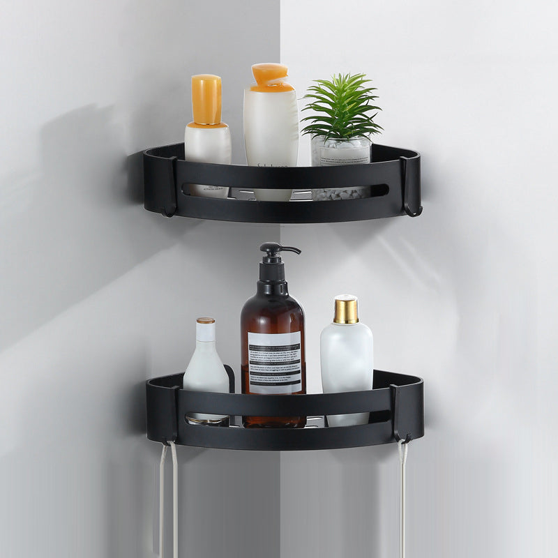 Modern Bathroom Hardware Black Paper Holder Bath Shelf Bathroom Accessory Kit 2-Piece Set (Triangular Bath Shelf) Clearhalo 'Bathroom Hardware Sets' 'Bathroom Hardware' 'Bathroom Remodel & Bathroom Fixtures' 'bathroom_hardware_sets' 'Home Improvement' 'home_improvement' 'home_improvement_bathroom_hardware_sets' 6738049