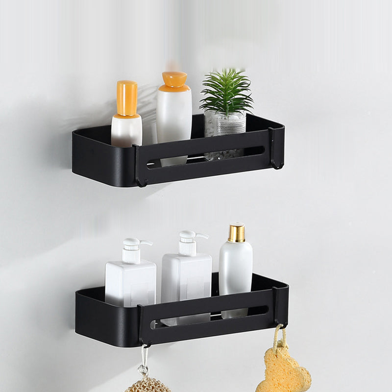 Modern Bathroom Hardware Black Paper Holder Bath Shelf Bathroom Accessory Kit 2-Piece Set (Square Bath Shelf) Clearhalo 'Bathroom Hardware Sets' 'Bathroom Hardware' 'Bathroom Remodel & Bathroom Fixtures' 'bathroom_hardware_sets' 'Home Improvement' 'home_improvement' 'home_improvement_bathroom_hardware_sets' 6738051