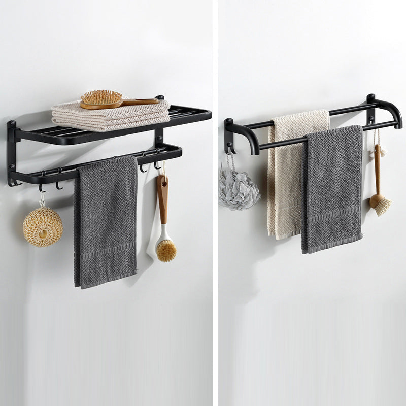 Modern Bathroom Hardware Black Paper Holder Bath Shelf Bathroom Accessory Kit Towel Rack with Towel Bar Clearhalo 'Bathroom Hardware Sets' 'Bathroom Hardware' 'Bathroom Remodel & Bathroom Fixtures' 'bathroom_hardware_sets' 'Home Improvement' 'home_improvement' 'home_improvement_bathroom_hardware_sets' 6738052