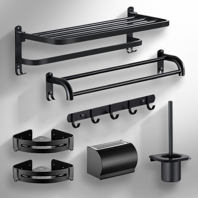 Modern Bathroom Hardware Black Paper Holder Bath Shelf Bathroom Accessory Kit Clearhalo 'Bathroom Hardware Sets' 'Bathroom Hardware' 'Bathroom Remodel & Bathroom Fixtures' 'bathroom_hardware_sets' 'Home Improvement' 'home_improvement' 'home_improvement_bathroom_hardware_sets' 6738059