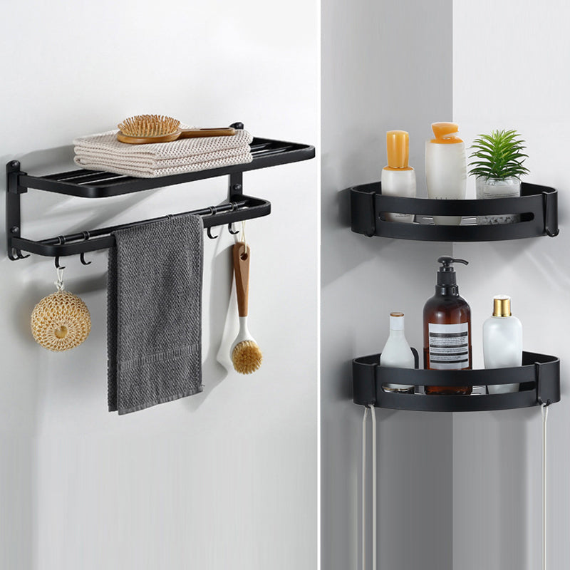 Modern Bathroom Hardware Black Paper Holder Bath Shelf Bathroom Accessory Kit 3-Piece Set (Triangle Bath Shelf) Clearhalo 'Bathroom Hardware Sets' 'Bathroom Hardware' 'Bathroom Remodel & Bathroom Fixtures' 'bathroom_hardware_sets' 'Home Improvement' 'home_improvement' 'home_improvement_bathroom_hardware_sets' 6738068