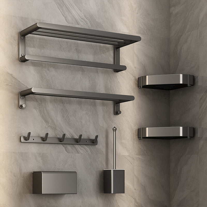 Matte Gray Bathroom Hardware Set Modern Bathroom Accessory Kit Clearhalo 'Bathroom Hardware Sets' 'Bathroom Hardware' 'Bathroom Remodel & Bathroom Fixtures' 'bathroom_hardware_sets' 'Home Improvement' 'home_improvement' 'home_improvement_bathroom_hardware_sets' 6738086