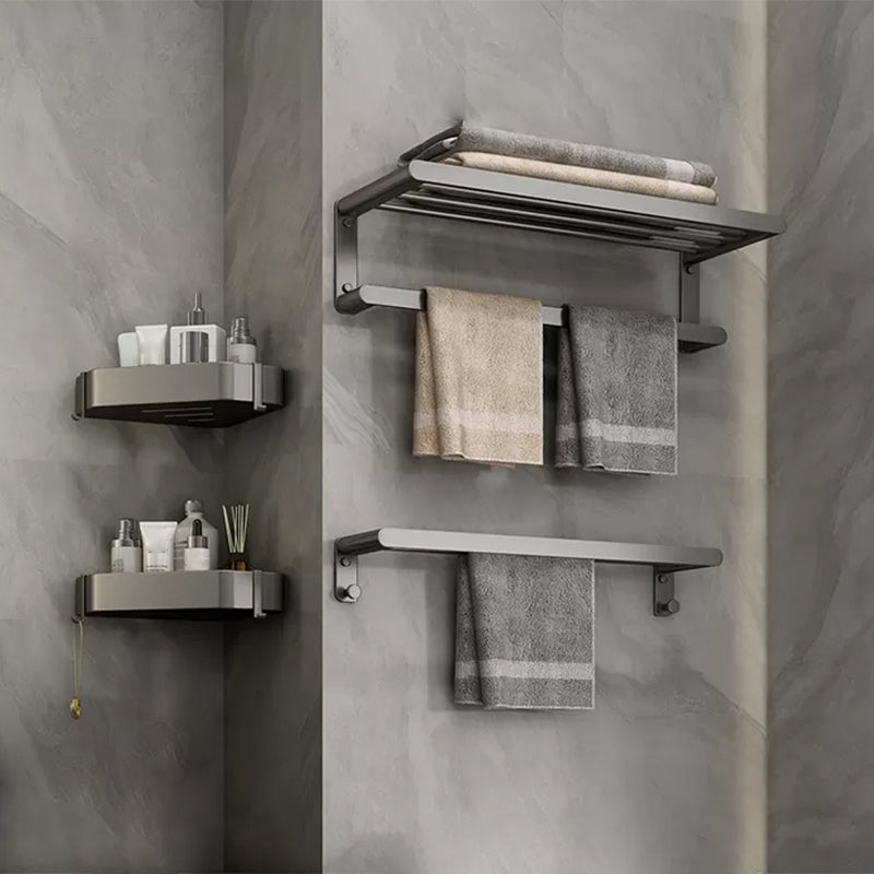 Matte Gray Bathroom Hardware Set Modern Bathroom Accessory Kit 4-Piece Set (Towel Bar) Clearhalo 'Bathroom Hardware Sets' 'Bathroom Hardware' 'Bathroom Remodel & Bathroom Fixtures' 'bathroom_hardware_sets' 'Home Improvement' 'home_improvement' 'home_improvement_bathroom_hardware_sets' 6738090