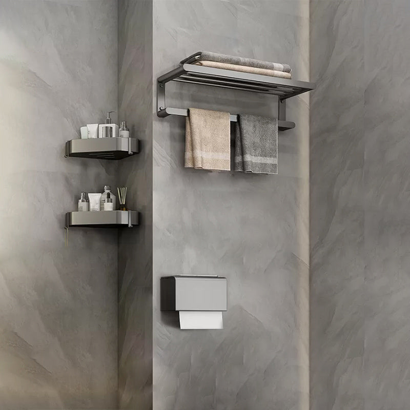 Matte Gray Bathroom Hardware Set Modern Bathroom Accessory Kit 4-Piece Set (Toilet Paper Holder) Clearhalo 'Bathroom Hardware Sets' 'Bathroom Hardware' 'Bathroom Remodel & Bathroom Fixtures' 'bathroom_hardware_sets' 'Home Improvement' 'home_improvement' 'home_improvement_bathroom_hardware_sets' 6738103