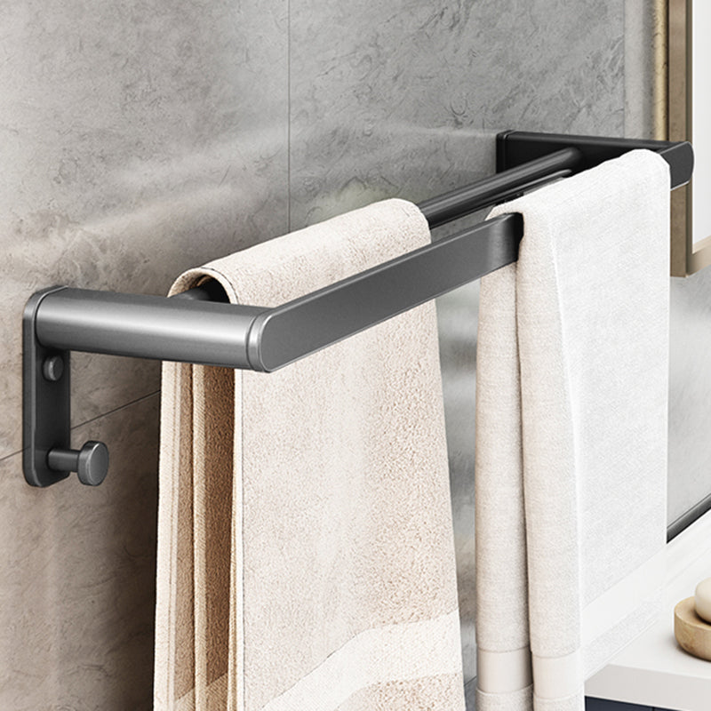 Matte Gray Bathroom Hardware Set Modern Bathroom Accessory Kit Double Bars Towel Bar (24"L) Clearhalo 'Bathroom Hardware Sets' 'Bathroom Hardware' 'Bathroom Remodel & Bathroom Fixtures' 'bathroom_hardware_sets' 'Home Improvement' 'home_improvement' 'home_improvement_bathroom_hardware_sets' 6738106