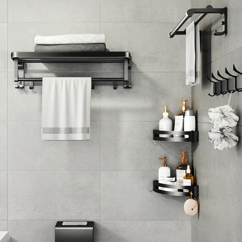 Modern Matte Black Bathroom Accessory Set Towel Bar/Paper Holder/Robe Hook Included Clearhalo 'Bathroom Hardware Sets' 'Bathroom Hardware' 'Bathroom Remodel & Bathroom Fixtures' 'bathroom_hardware_sets' 'Home Improvement' 'home_improvement' 'home_improvement_bathroom_hardware_sets' 6738151