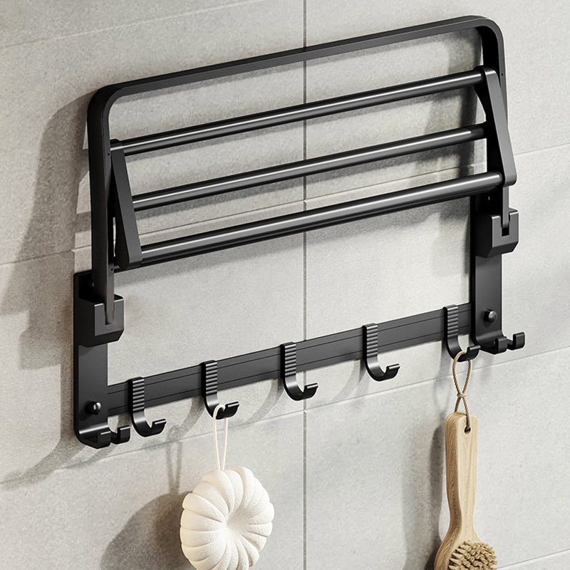 Modern Matte Black Bathroom Accessory Set Towel Bar/Paper Holder/Robe Hook Included Clearhalo 'Bathroom Hardware Sets' 'Bathroom Hardware' 'Bathroom Remodel & Bathroom Fixtures' 'bathroom_hardware_sets' 'Home Improvement' 'home_improvement' 'home_improvement_bathroom_hardware_sets' 6738154