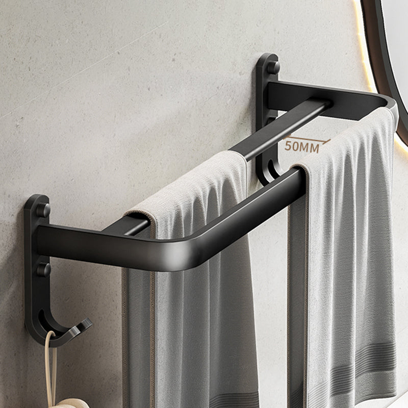 Modern Matte Black Bathroom Accessory Set Towel Bar/Paper Holder/Robe Hook Included Clearhalo 'Bathroom Hardware Sets' 'Bathroom Hardware' 'Bathroom Remodel & Bathroom Fixtures' 'bathroom_hardware_sets' 'Home Improvement' 'home_improvement' 'home_improvement_bathroom_hardware_sets' 6738170