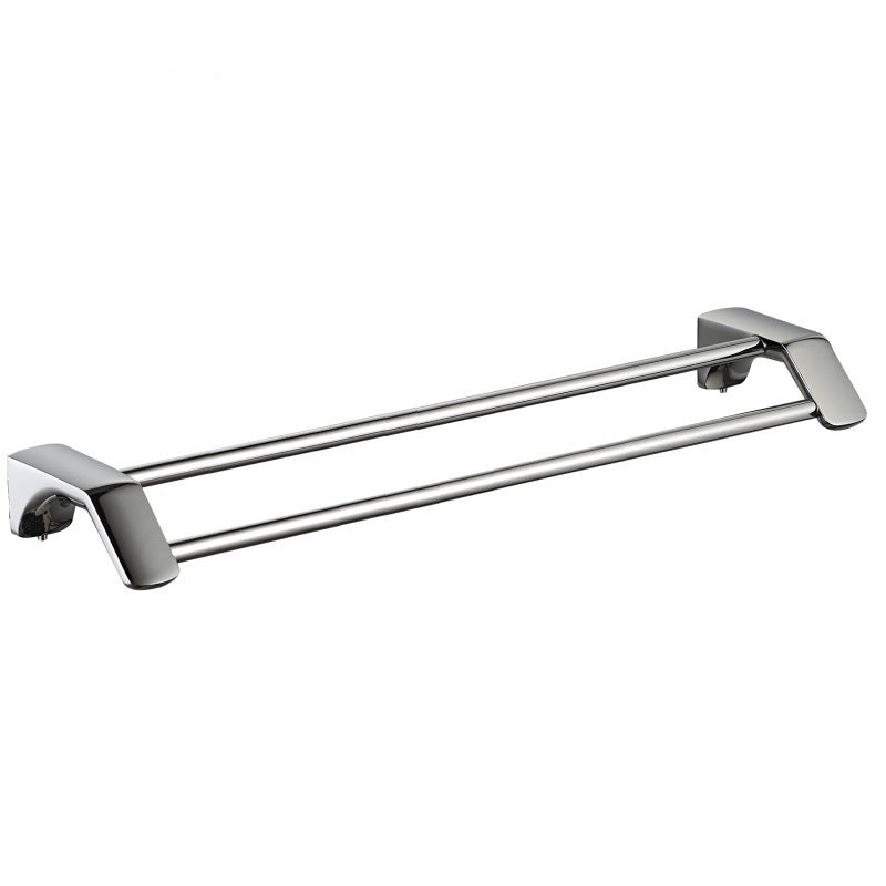 Modern Bathroom Hardware Paper Holder Bath Shelf Silver Bathroom Accessory Kit Towel Bar (Double Rods) Clearhalo 'Bathroom Hardware Sets' 'Bathroom Hardware' 'Bathroom Remodel & Bathroom Fixtures' 'bathroom_hardware_sets' 'Home Improvement' 'home_improvement' 'home_improvement_bathroom_hardware_sets' 6738222