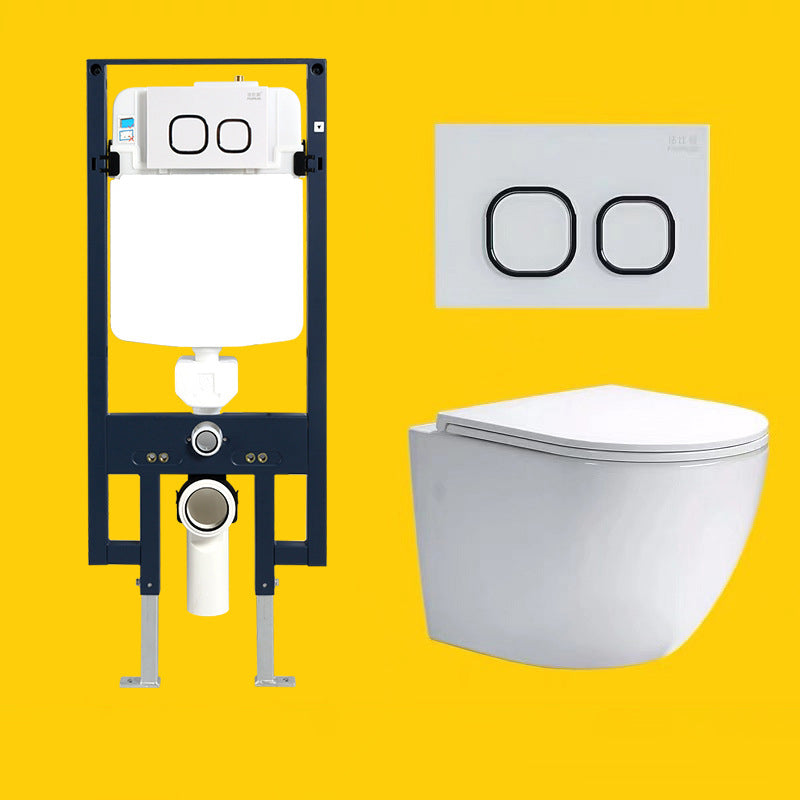 Modern White Siphon Jet Flush Toilet One-Piece Wall-mount Toilet for Bathroom 14"L x 19"W x 14"H Toilet with High Tanker Clearhalo 'Bathroom Remodel & Bathroom Fixtures' 'Home Improvement' 'home_improvement' 'home_improvement_toilets' 'Toilets & Bidets' 'Toilets' 6741324