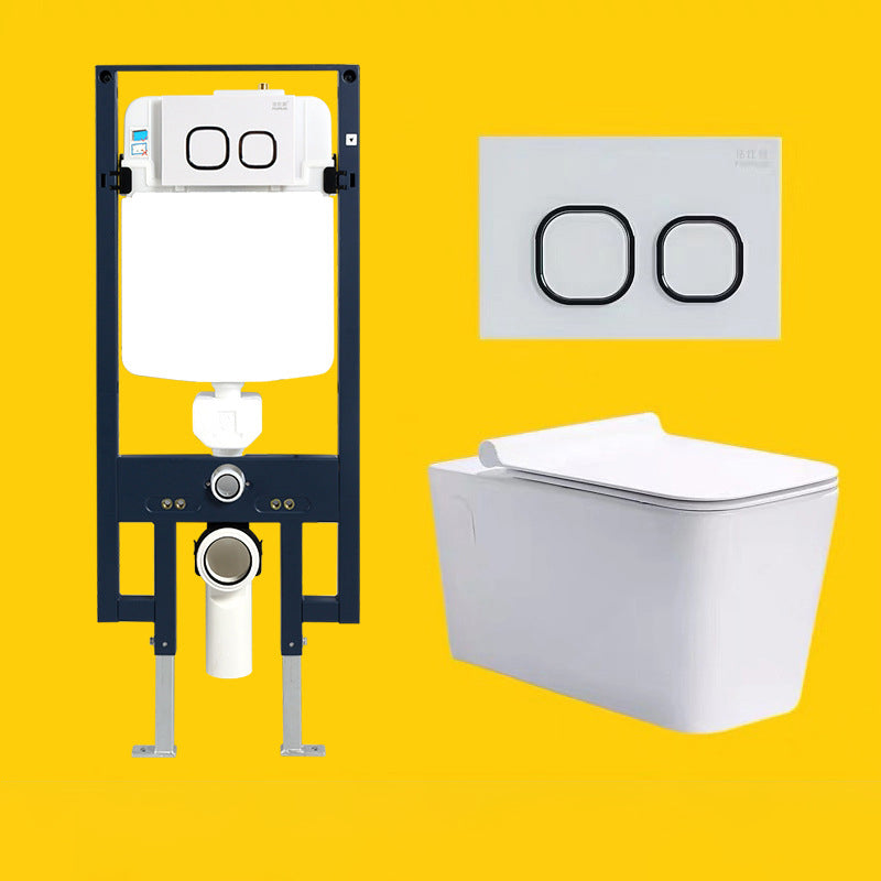 Modern White Siphon Jet Flush Toilet One-Piece Wall-mount Toilet for Bathroom 14"L x 23"W x 14"H Toilet with High Tanker Clearhalo 'Bathroom Remodel & Bathroom Fixtures' 'Home Improvement' 'home_improvement' 'home_improvement_toilets' 'Toilets & Bidets' 'Toilets' 6741327