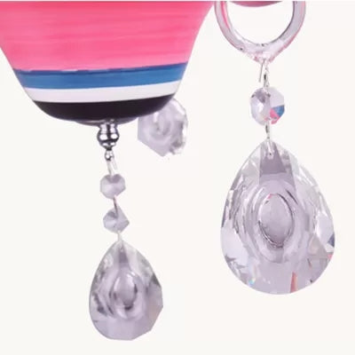 Candle Shaped Hanging Light with Teardrop Crystal Kids Metal Pendant Light in Pink for Girls Room Clearhalo 'Ceiling Lights' 'Chandeliers' Lighting' options 67414