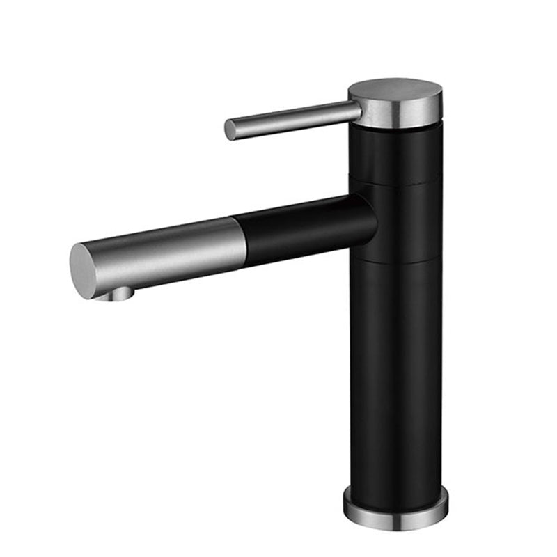 Modern Vessel Sink Faucet Stainless Steel Single Handle Low Arc Retractable Vessel Faucet Black 8.5" Clearhalo 'Bathroom Remodel & Bathroom Fixtures' 'Bathroom Sink Faucets' 'Bathroom Sinks & Faucet Components' 'bathroom_sink_faucets' 'Home Improvement' 'home_improvement' 'home_improvement_bathroom_sink_faucets' 6742589