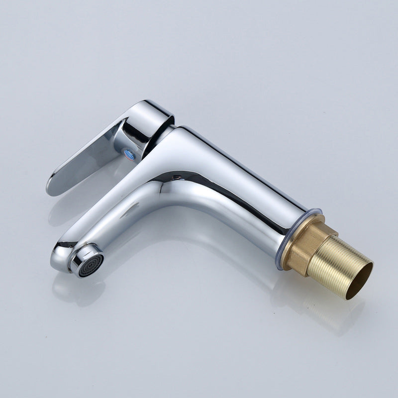 Modern Sink Faucet Solid Color Brass Basin Lavatory Faucet for Bathroom Clearhalo 'Bathroom Remodel & Bathroom Fixtures' 'Bathroom Sink Faucets' 'Bathroom Sinks & Faucet Components' 'bathroom_sink_faucets' 'Home Improvement' 'home_improvement' 'home_improvement_bathroom_sink_faucets' 6742641