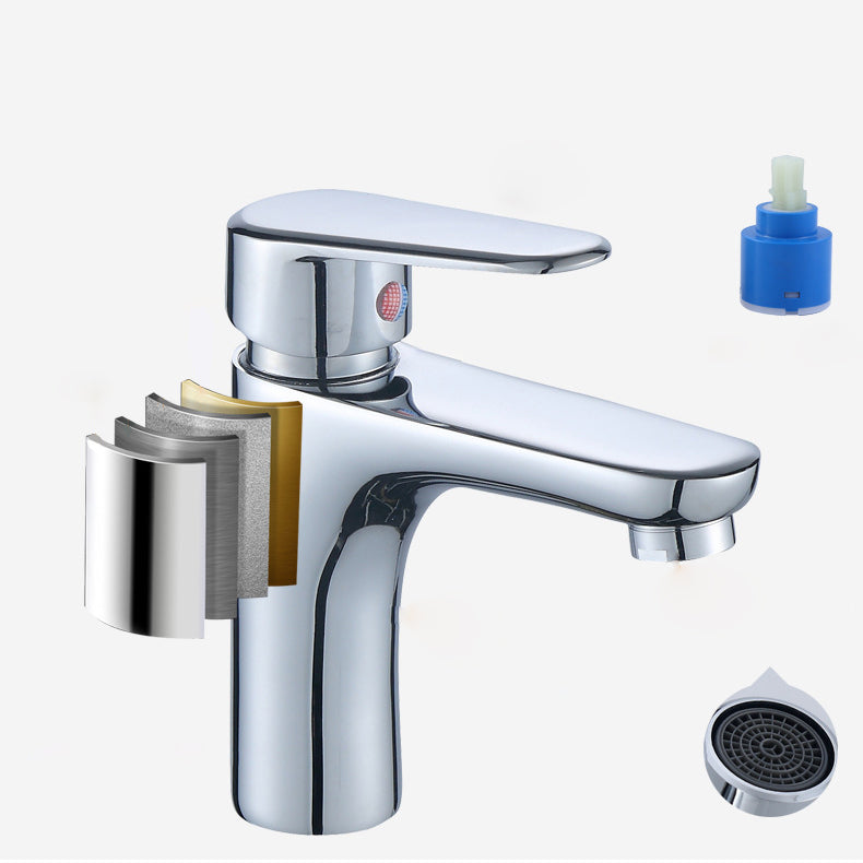 Modern Sink Faucet Solid Color Brass Basin Lavatory Faucet for Bathroom Clearhalo 'Bathroom Remodel & Bathroom Fixtures' 'Bathroom Sink Faucets' 'Bathroom Sinks & Faucet Components' 'bathroom_sink_faucets' 'Home Improvement' 'home_improvement' 'home_improvement_bathroom_sink_faucets' 6742646