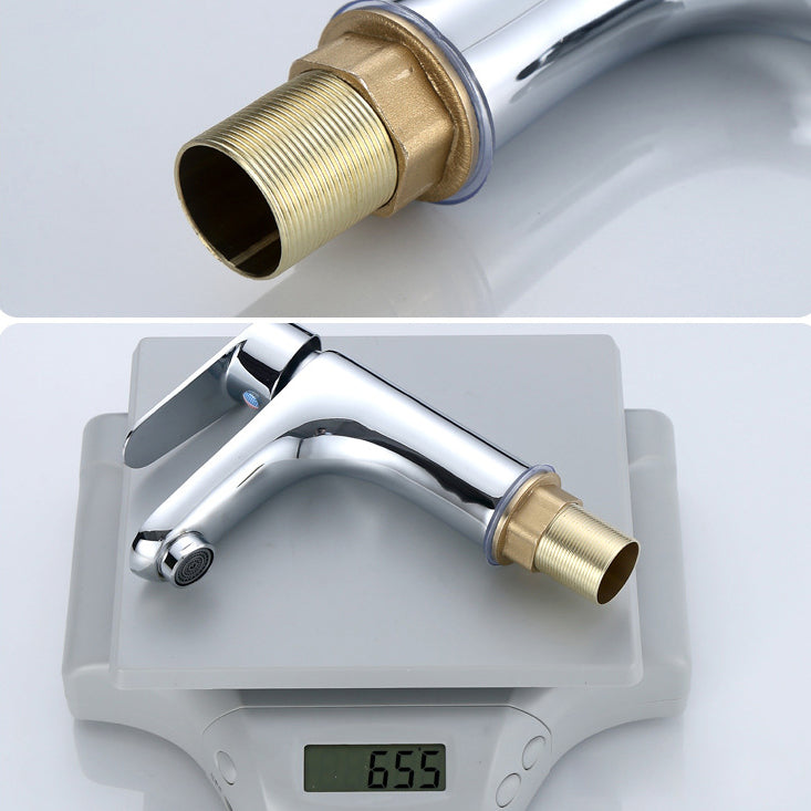 Modern Sink Faucet Solid Color Brass Basin Lavatory Faucet for Bathroom Clearhalo 'Bathroom Remodel & Bathroom Fixtures' 'Bathroom Sink Faucets' 'Bathroom Sinks & Faucet Components' 'bathroom_sink_faucets' 'Home Improvement' 'home_improvement' 'home_improvement_bathroom_sink_faucets' 6742652